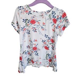 Handmade Artisan Children's Floral Shirt Size 4/5 White Summer Cottagecore